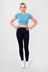 Nova Short Sleeve Crop Top Mint Blue